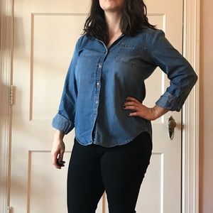 Denim Long-Sleeved Button Down